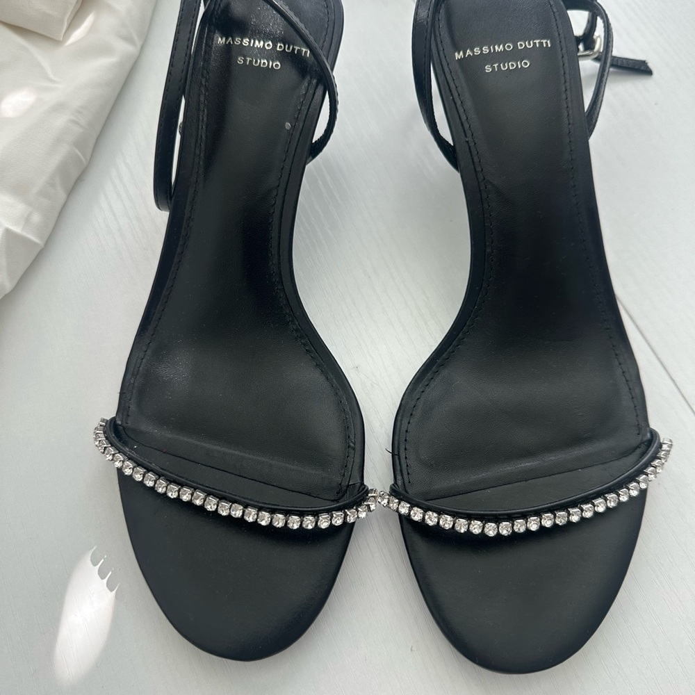 Massimo Dutti Black Rhinestone Heels